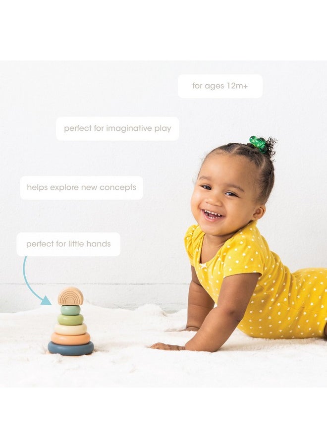 pearhead Pearhead Wooden Stacking Rainbow Toy, Baby and Toddler Ages 12+ Months Montessori Toy, Interactive Stackable Rings Learning Toy, Baby Girl or Baby Boy Nursery Accessory  - Image 3