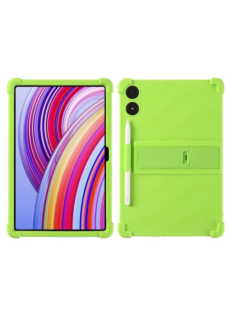 حافظة سيليكون لجهاز Xiaomi Redmi Pad Pro 12.1 بوصة 2024، حافظة خلفية سيليكون ناعمة مضادة للصدمات، حافظة خفيفة الوزن صديقة للأطفال وحامل قابل للطي لجهاز Redmi Pad Pro 12.1 2024