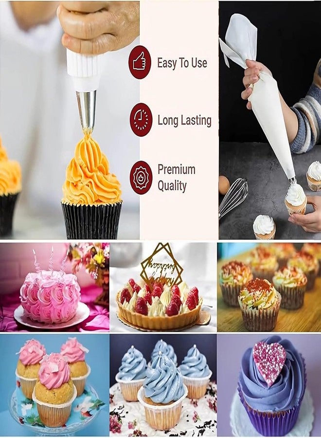MDLJG 17 Pcs Large Piping Tips, Reusable Piping Bags and Tips Set - 16inch Cotton Pastry Bags & piping coupler, Stainless Steel Frosting Piping Kit & cleaning brush for cupcake,cake,cookie Decorating - Image 2