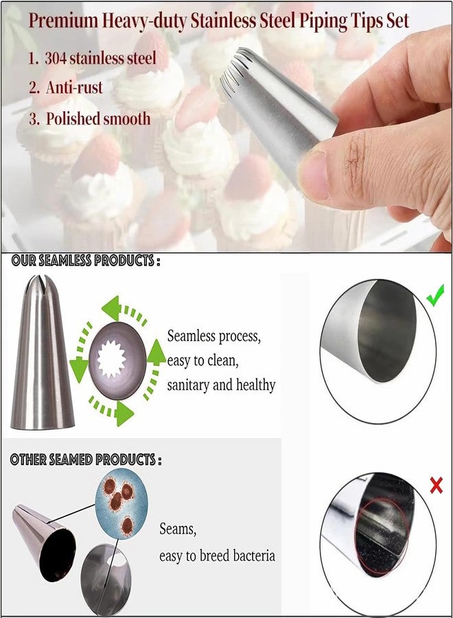 MDLJG 17 Pcs Large Piping Tips, Reusable Piping Bags and Tips Set - 16inch Cotton Pastry Bags & piping coupler, Stainless Steel Frosting Piping Kit & cleaning brush for cupcake,cake,cookie Decorating - Image 4