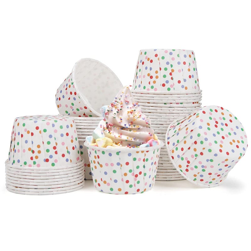 سبش 50 قطعة أكواب كعك ورقية صغيرة لبطانات المافن للخبز أكواب كعك قابلة للتصرف لحفلات الزفاف عيد الميلاد عيد الميلاد نقاط ملونة