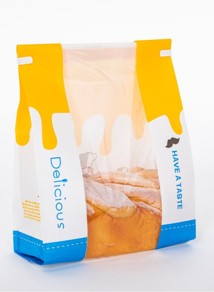 SYOSI Bread Bags for Homemade Bread, 50 Pack Large Paper Bread Bags with Window, Bakery Bags Bread Storage Bags, Printed Tin Tie Tab Lock Loaf Bags for Food Packaging Storage, for Toast, Cookie, Bread  - Image 3