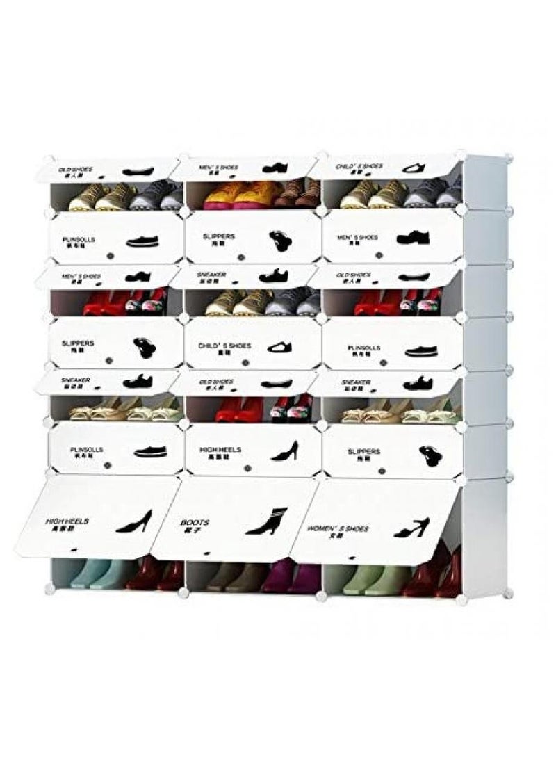 Alissa Shoe Rack Eco Friendly Plastic Organizer Shoe Box Space Saving Shoe Rack Secret Stash Shoe Shelves Storage Drawer Box Cabinet (3 Rows 7 Layers)  - Image 1