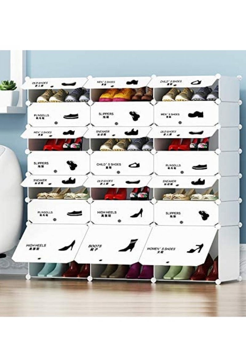 Alissa Shoe Rack Eco Friendly Plastic Organizer Shoe Box Space Saving Shoe Rack Secret Stash Shoe Shelves Storage Drawer Box Cabinet (3 Rows 7 Layers)  - Image 2