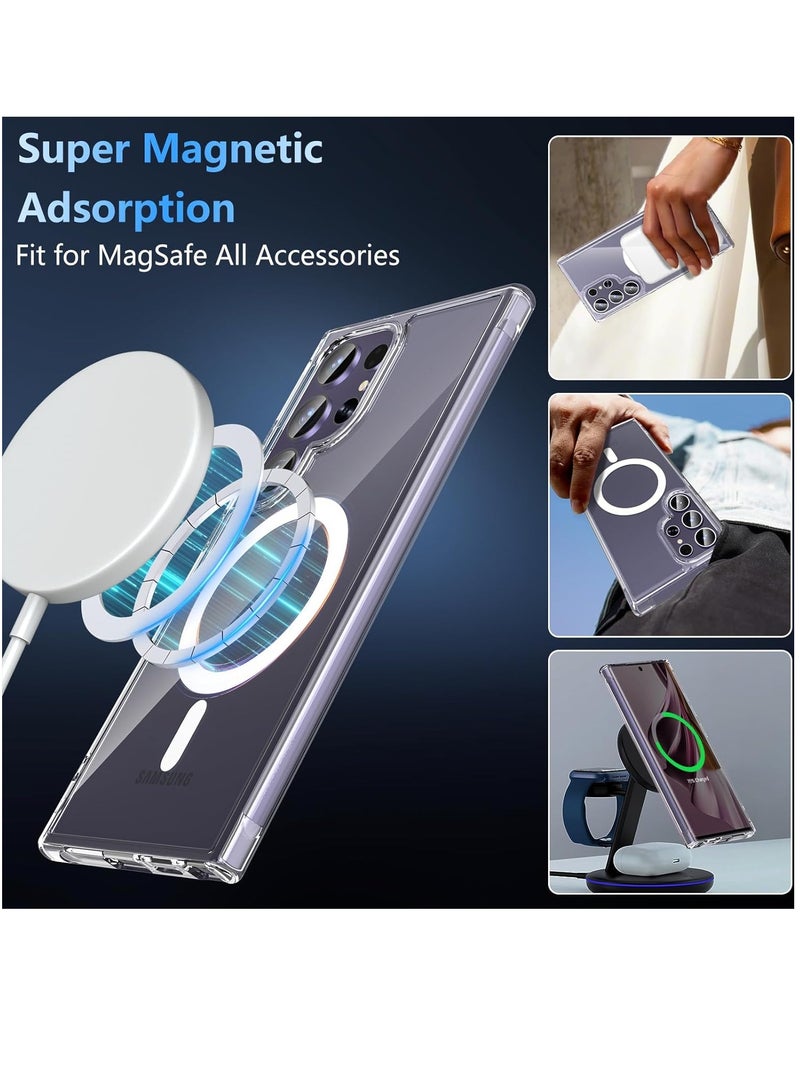 ELTRAZONE Samsung S24 Ultra Case, [Samsung Galaxy S24 Ultra Case w/Screen Protector] Magnetic Shockproof Drop Protective Translucent Matte Back Phone Bumper Cover,Clear - Image 3