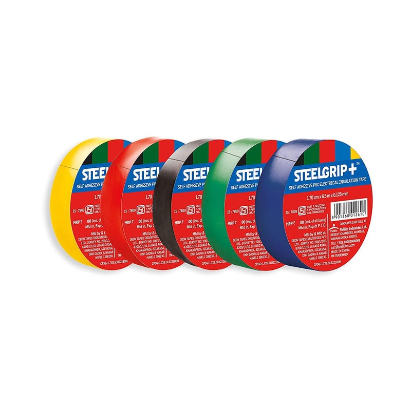 Pidilite Steelgrip Self Adhesive PVC electrical Insulation Tape - 6m,Pack of 12 - Image 3