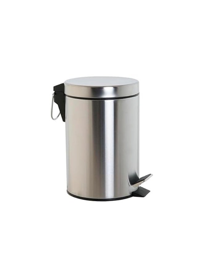 Stainless Steel Step Bin Removable Bucket Inside with Handle Trash Garbage Pedal Dustbin Round Polished Finish (5 Litres) - Image 1