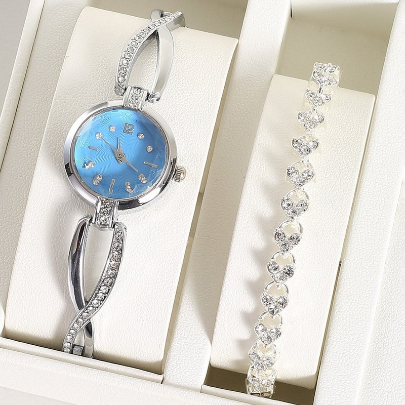 KUMO Trendy Fashion Water Crystal Alloy Steel Band Women's Quartz Watch with Decorative World Time Display - Image 1