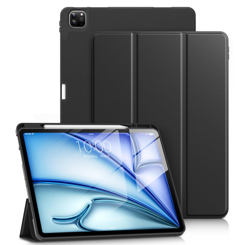 DTTO for iPad Air 13 Inch Case M4M3M2 202620252024 iPad Pro 129 Inch Case 6th5th4th3rd Gen Smart Slim Trifold Stand Soft Cover with Pencil Holder Black - Image 2