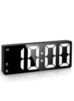 HASTHIP Digital Clock, Digital Wall Clock, LED Alarm Clock for Bedroom, Electronic Desktop Clock with Temperature Display, Voice Control, 12/24H, Small Clock for Bedroom Decor