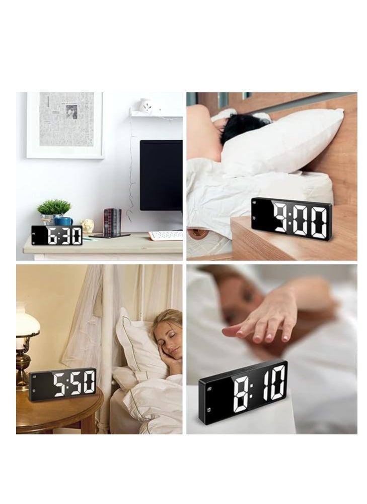 Generic - HASTHIP Digital Clock, Digital Wall Clock, LED Alarm Clock for Bedroom, Electronic Desktop Clock with Temperature Display, Voice Control, 12/24H, Small Clock for Bedroom Decor - Image 1