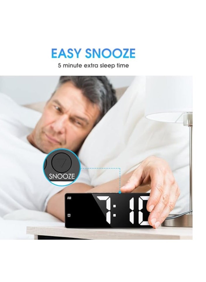 Generic - HASTHIP Digital Clock, Digital Wall Clock, LED Alarm Clock for Bedroom, Electronic Desktop Clock with Temperature Display, Voice Control, 12/24H, Small Clock for Bedroom Decor - Image 1
