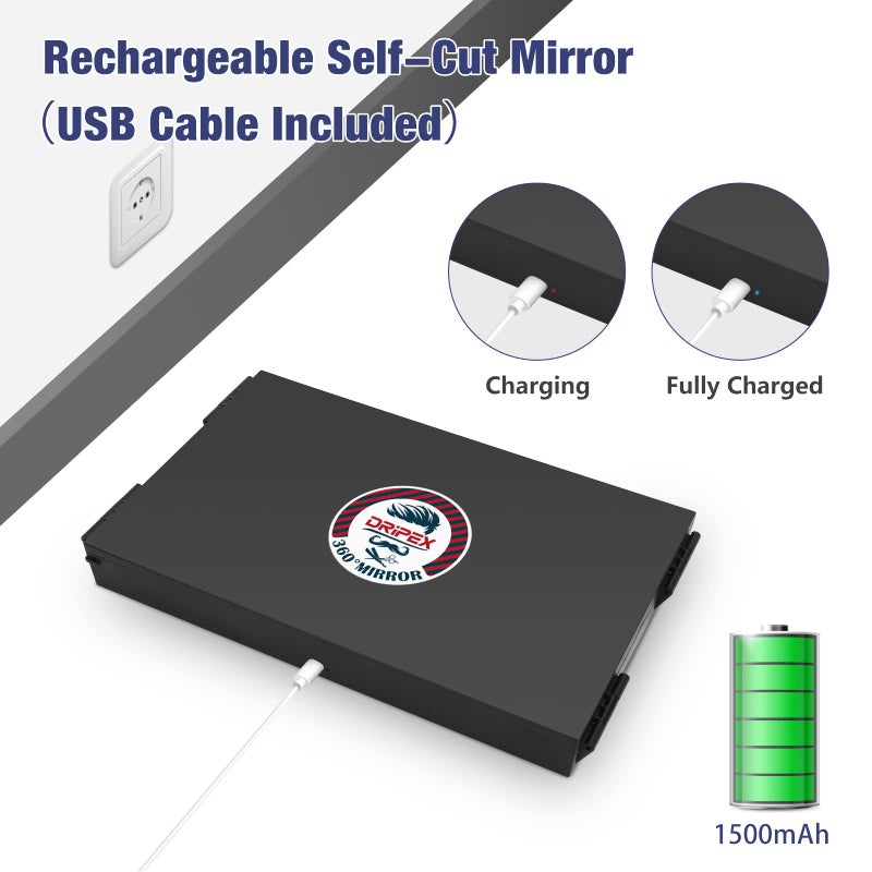 Dripex 3 Way Mirror For Self Hair Cutting  Rechargeable 360 Trifold Mirror With Led Lights And Height Adjustable Hooks  For Makeup  Styling  Shaving  Braiding  Dye Hair - Image 4