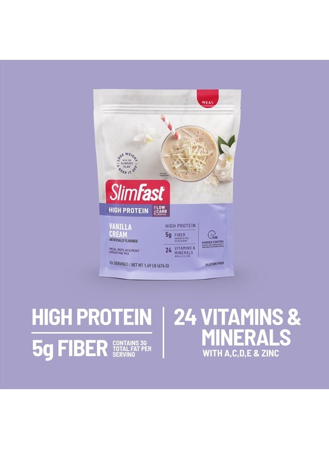 SlimFast High Protein Meal Replacement Powder, 26 Servings, Advanced Nutrition Smoothie Mix with Vitamin and Mineral Blend, Gluten Free, Vanilla Cream, 1.53 Pounds - Image 4