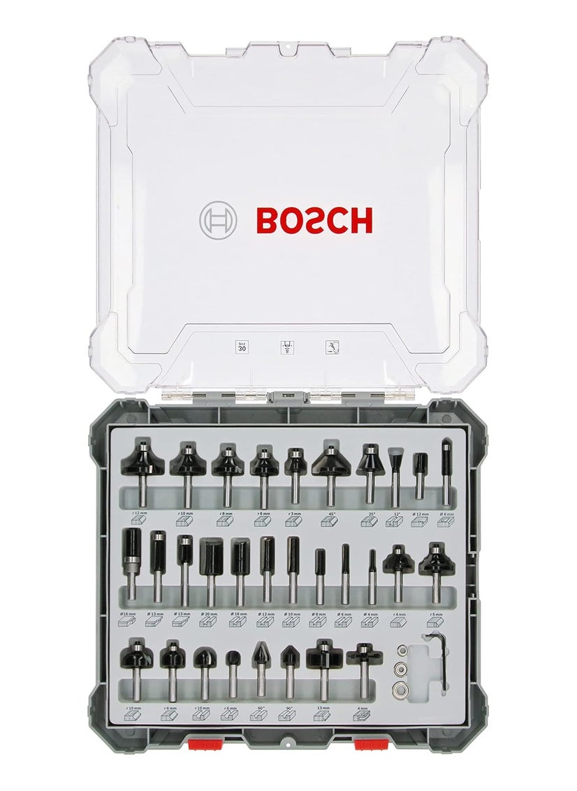 BOSCH - Bosch Professional 30 Pcs Router Bit Set With Mixed Bits 8Mm Shank Bits Suitable For Gof 130 Router - Image 1