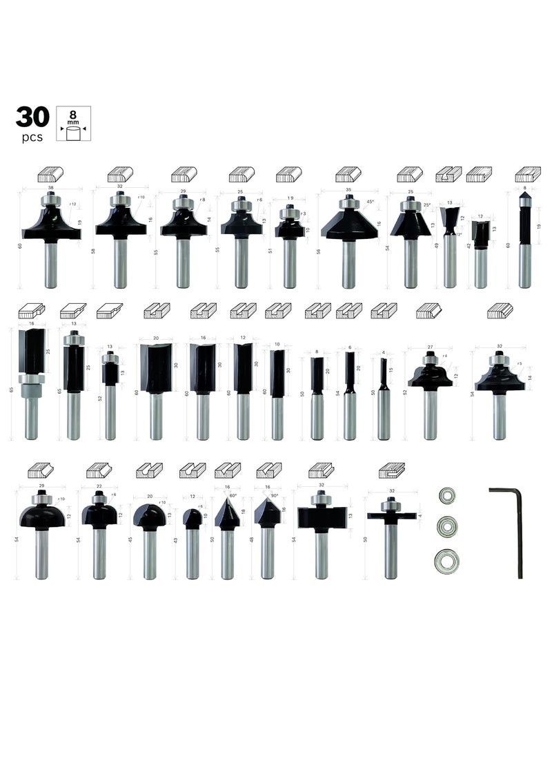 BOSCH - Bosch Professional 30 Pcs Router Bit Set With Mixed Bits 8Mm Shank Bits Suitable For Gof 130 Router - Image 1
