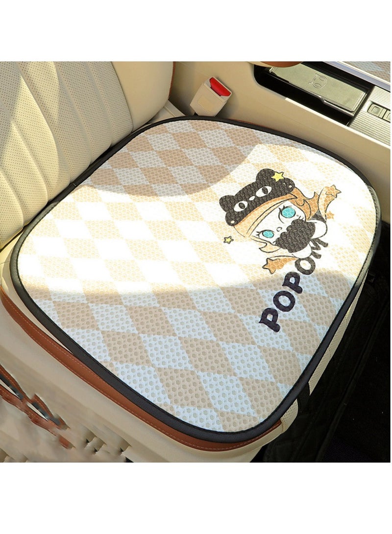 عام وسادة مقعد السيارة من حرير الثلج، مزينة برسومات كرتونية، وسادة دعم خلفية للسيارة من Bubble Mart، تناسب جميع الفصول، وسادة مقعد دافئة وقابلة للتنفس - Image 2