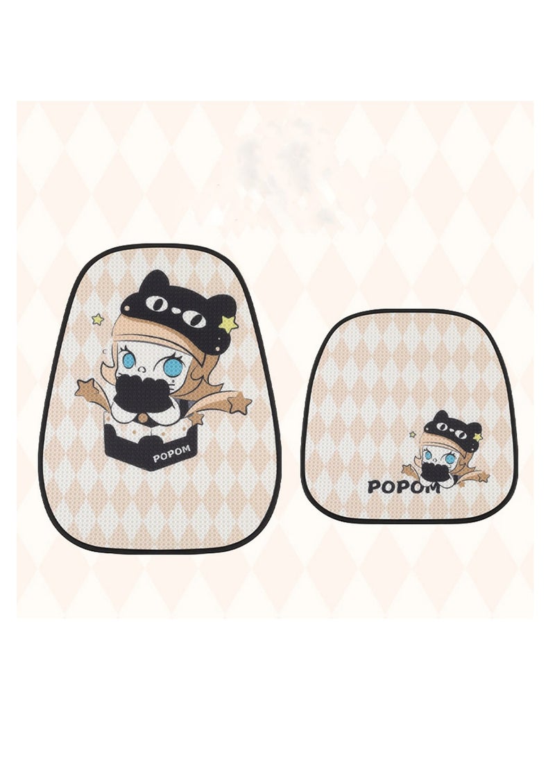 عام وسادة مقعد السيارة من حرير الثلج، مزينة برسومات كرتونية، وسادة دعم خلفية للسيارة من Bubble Mart، تناسب جميع الفصول، وسادة مقعد دافئة وقابلة للتنفس - Image 3