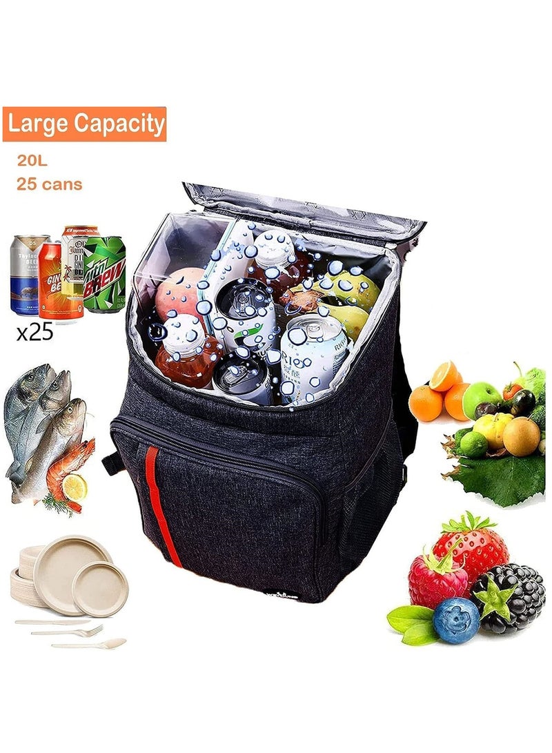 MahMir MahMir® Cooler Backpack 25 Cans Large Capacity Insulated, Backpack Cooler Lightweight Leak Proof Soft Cooler Bag for Men Women to Picnics, Camping, Hiking, Beach, Park, Trips (Black)  - Image 3