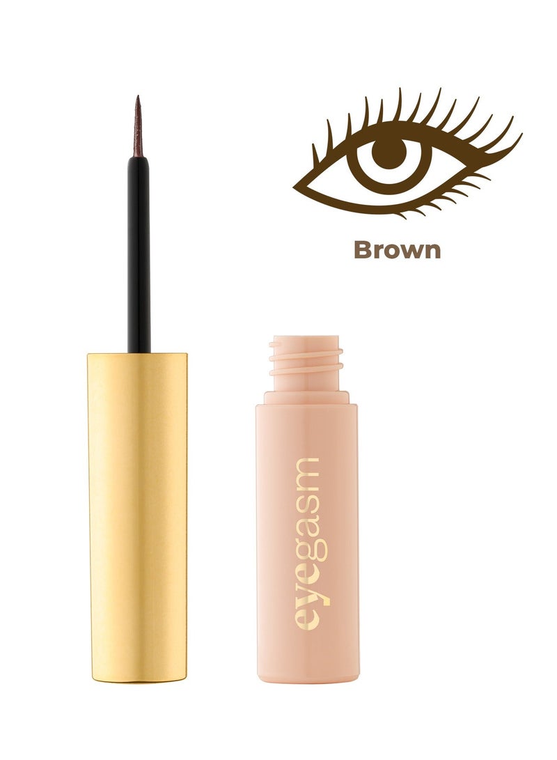 Paese Eyegasm Waterproof Liquid Eyeliner with Lash Conditioner, Precision Tip, Long-Lasting & Smudge-Proof (4ml), Brown - Image 1