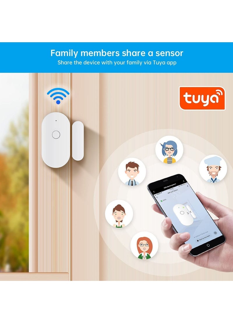 Excefore - WiFi Door Window Alarm Sensor with Magnetic Sensor, Wireless Door Window Contact Opening Security Alarm Compatible with Alexa Google Home, Tuya App Pushes Notification to Mobile Phone, No siren - Image 1