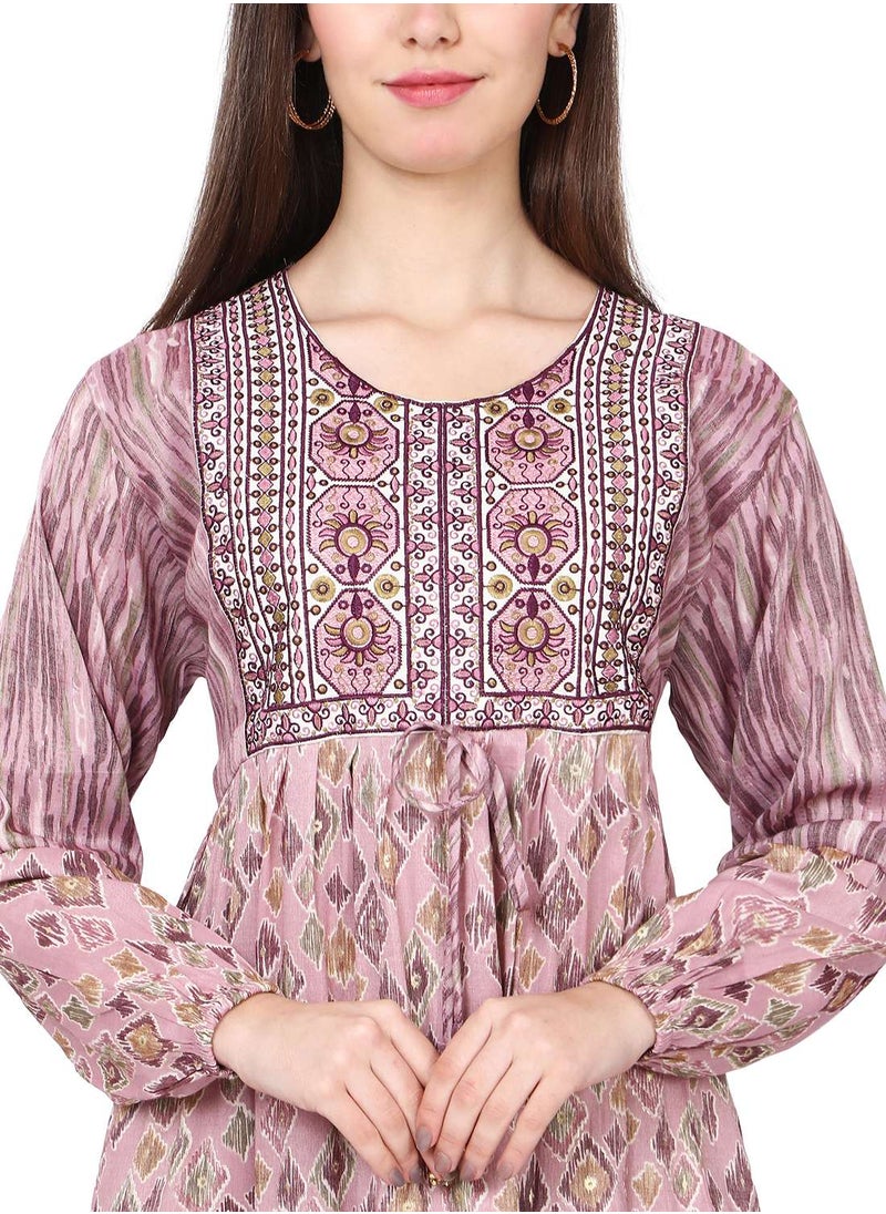 HANA & SARA - LONG VISCOSE EMBROIDERED PRINTED SIMPLE ELEGANT ARABIC KAFTAN JALABIYA DRESS - Image 1