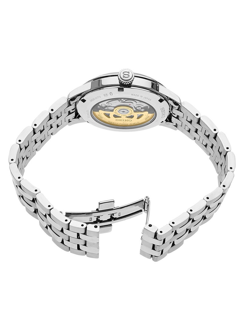 سيكو ساعة بريسيج أوتوماتيك بقرص أزرق من الستانلس ستيل للرجال، موديل SRPB41 - Image 2