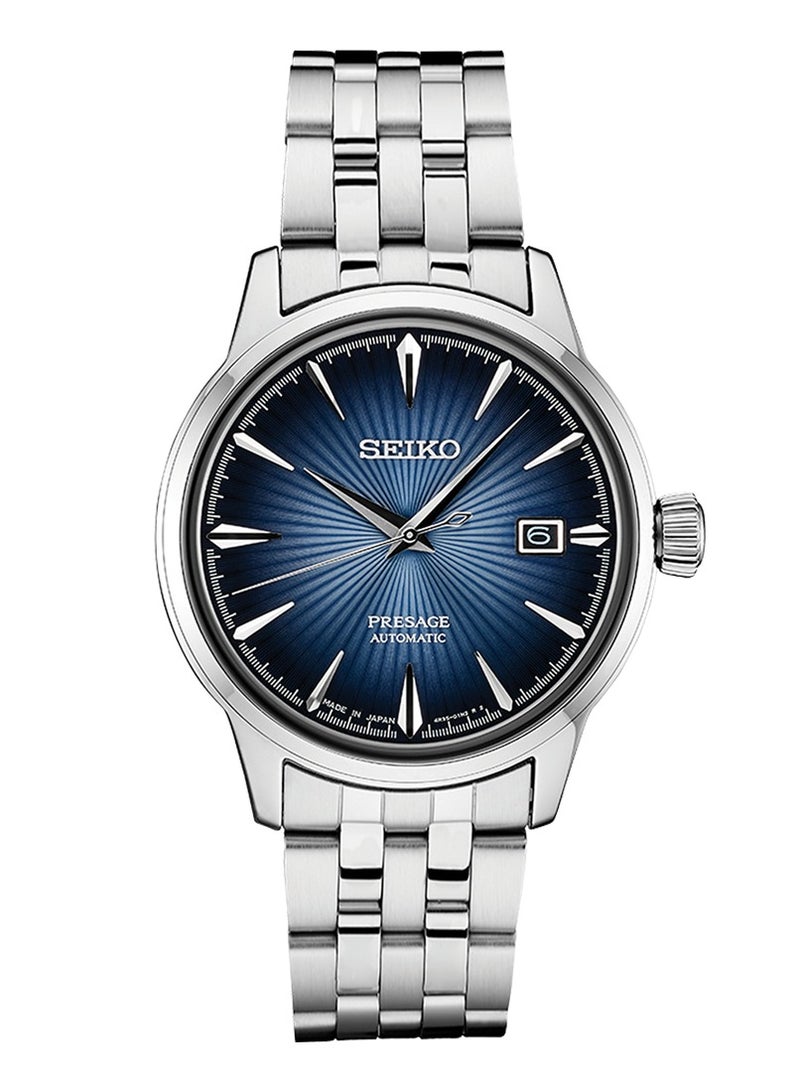 سيكو ساعة بريسيج أوتوماتيك بقرص أزرق من الستانلس ستيل للرجال، موديل SRPB41 - Image 1