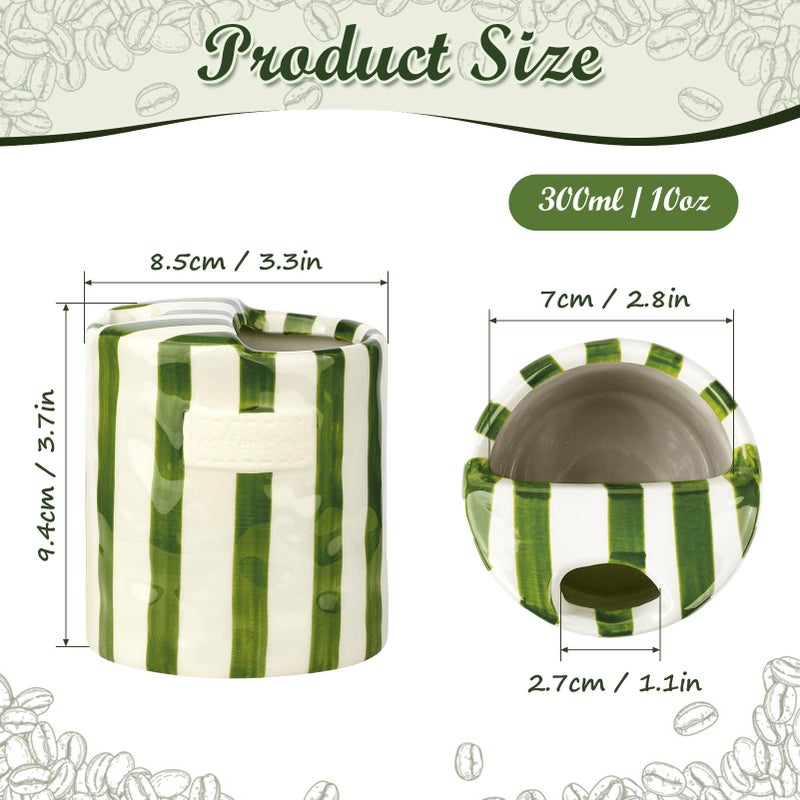 SUTENG Novelty Ceramic Coffee Mug Designed to Look Like a Gift Box, 10oz Retro Hand-Painted Ceramic Travel Mug, Green & White Striped Design, Microwave & Dishwasher Safe, Perfect Present for Coffee Lovers - Image 3