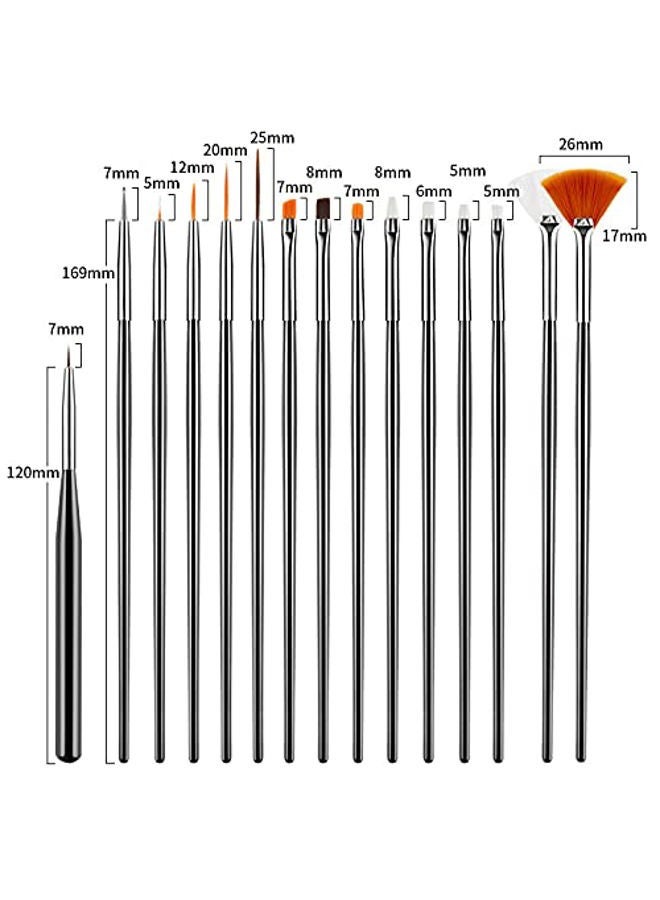 Artdone 31pcs Nail Art Brushes, Nail Art Tool Set, Dotting Tools, Dust Brush,Striping Brushes for Long Lines, Drawing Pen For Gel Polish Design supply - Image 2