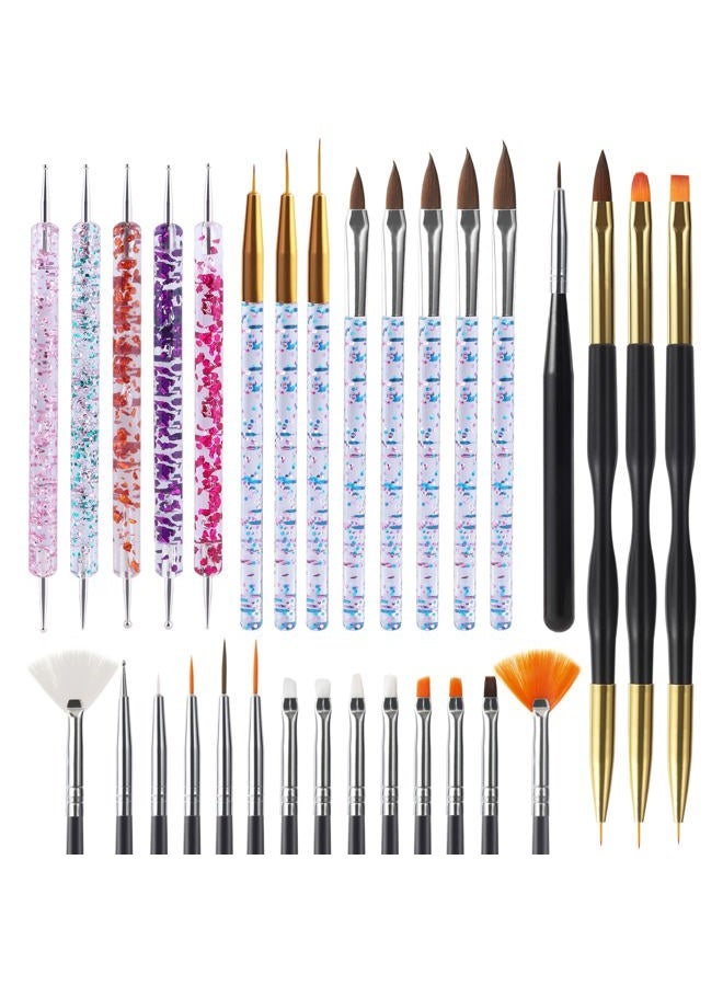 Artdone 31pcs Nail Art Brushes, Nail Art Tool Set, Dotting Tools, Dust Brush,Striping Brushes for Long Lines, Drawing Pen For Gel Polish Design supply - Image 1
