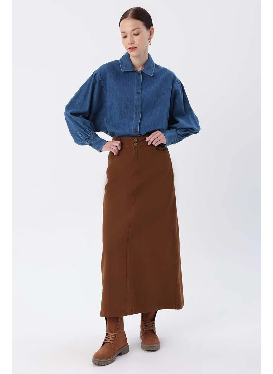 Allday Brown-Classic 5 Pocket Skirt
