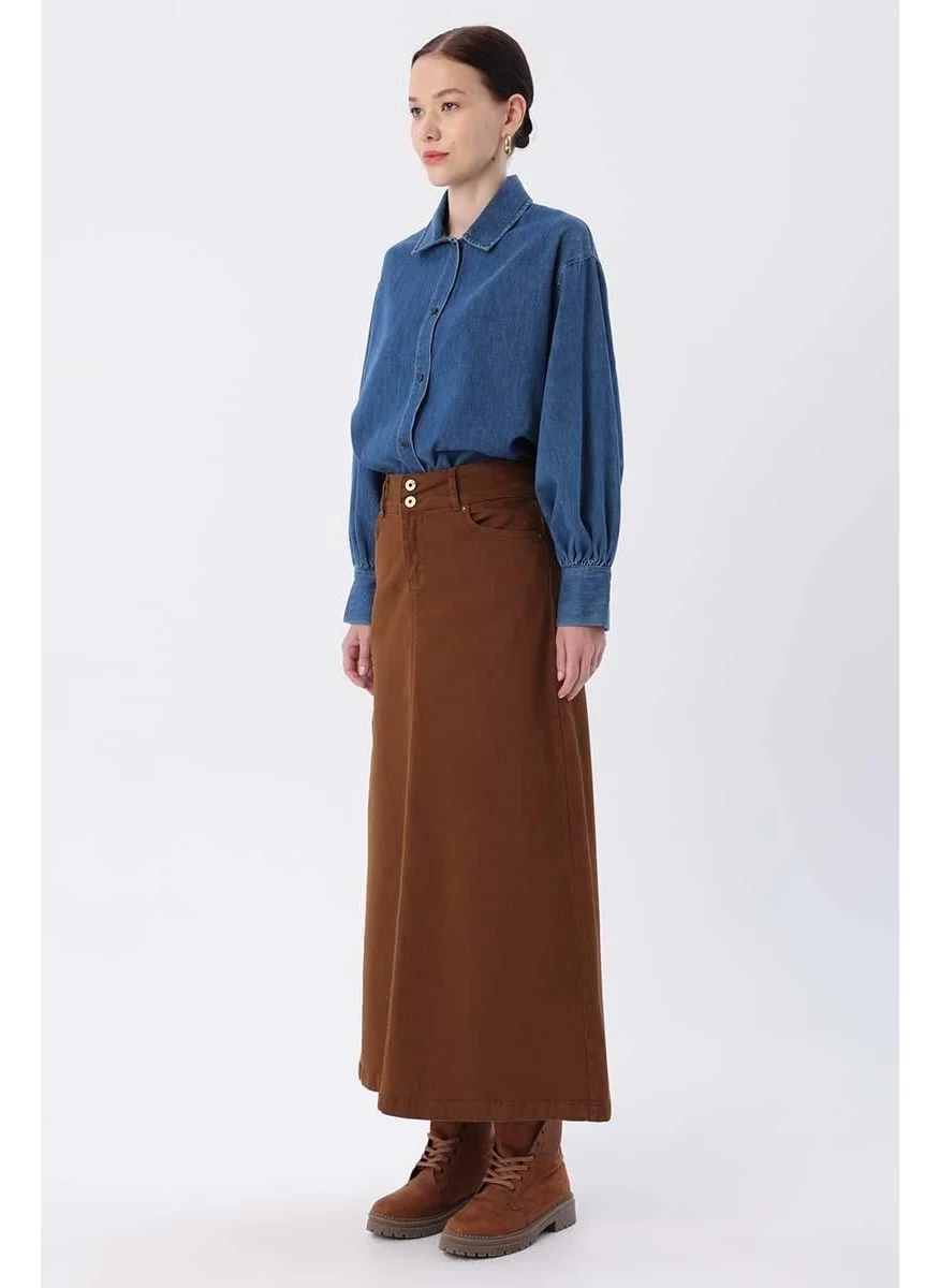Allday Brown-Classic 5 Pocket Skirt