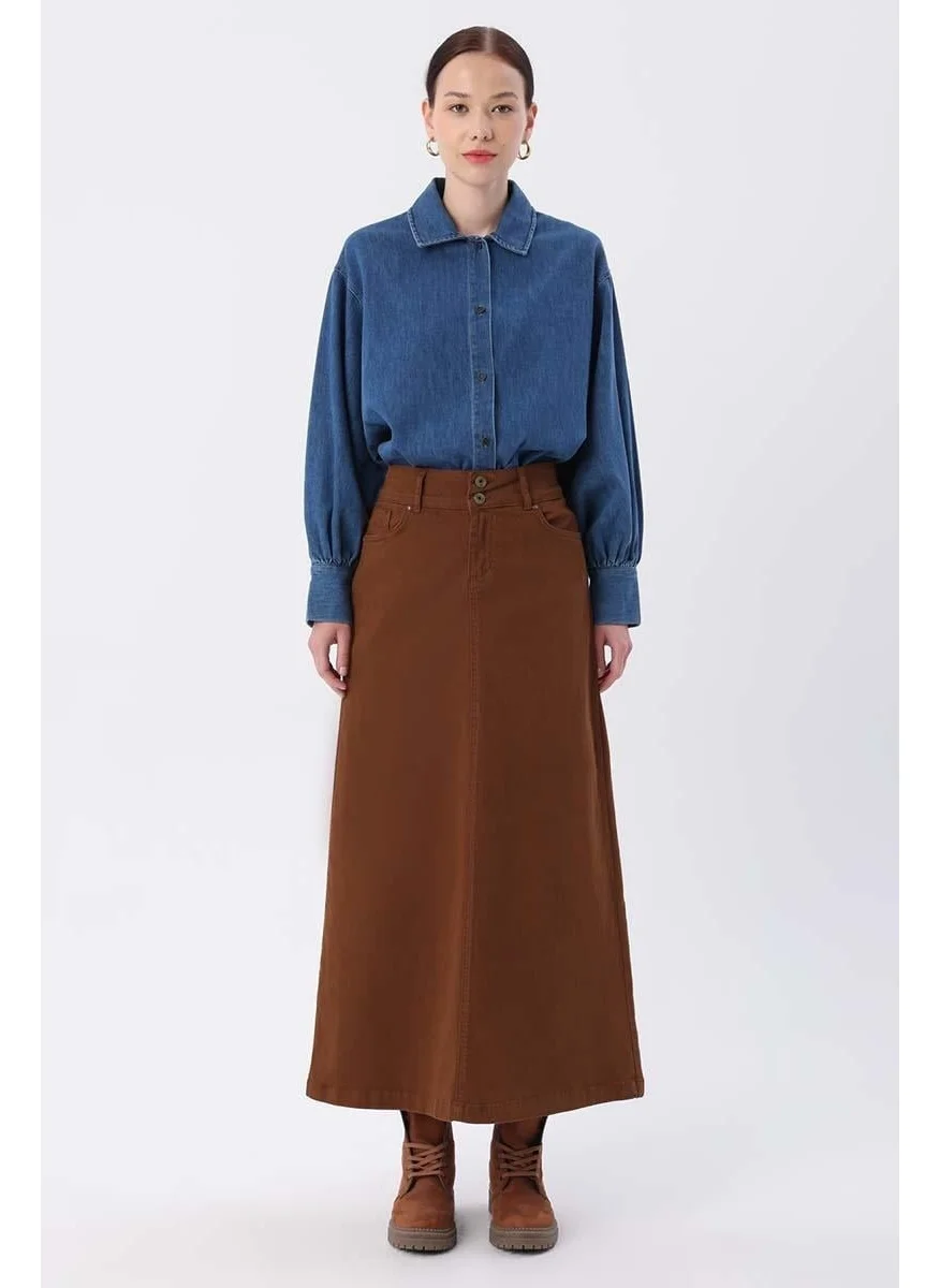 Allday Brown-Classic 5 Pocket Skirt