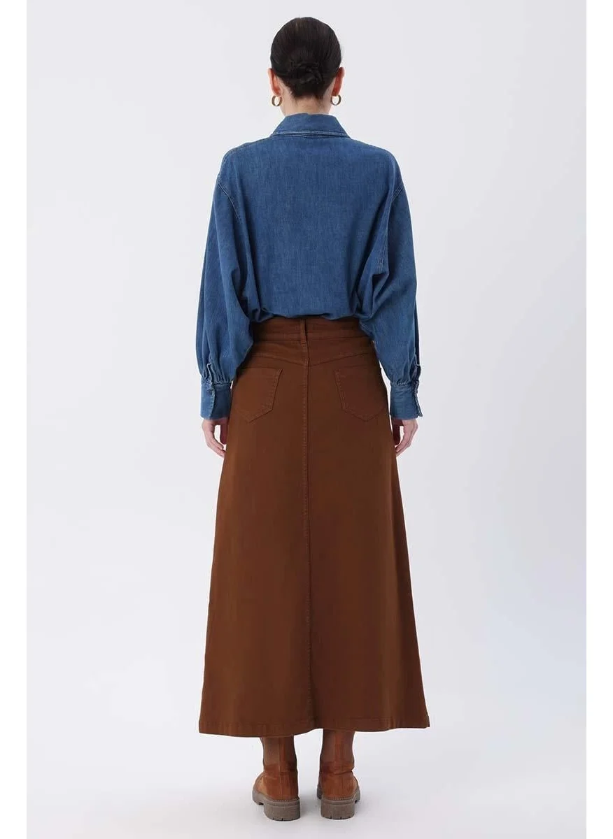 Allday Brown-Classic 5 Pocket Skirt