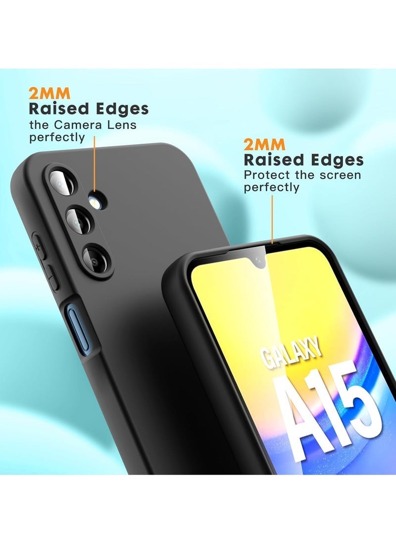 TIGER Case for Samsung Galaxy A15 4G/5G – 2 Pack Tempered Glass Screen Protector, Soft TPU Liquid Silicone Case, Shockproof Rubber Silicone Gel Case (Black) – Full Protection, Anti-Scratch, Anti-Fingerprint, Shock Absorption, Lightweight Design - Image 3