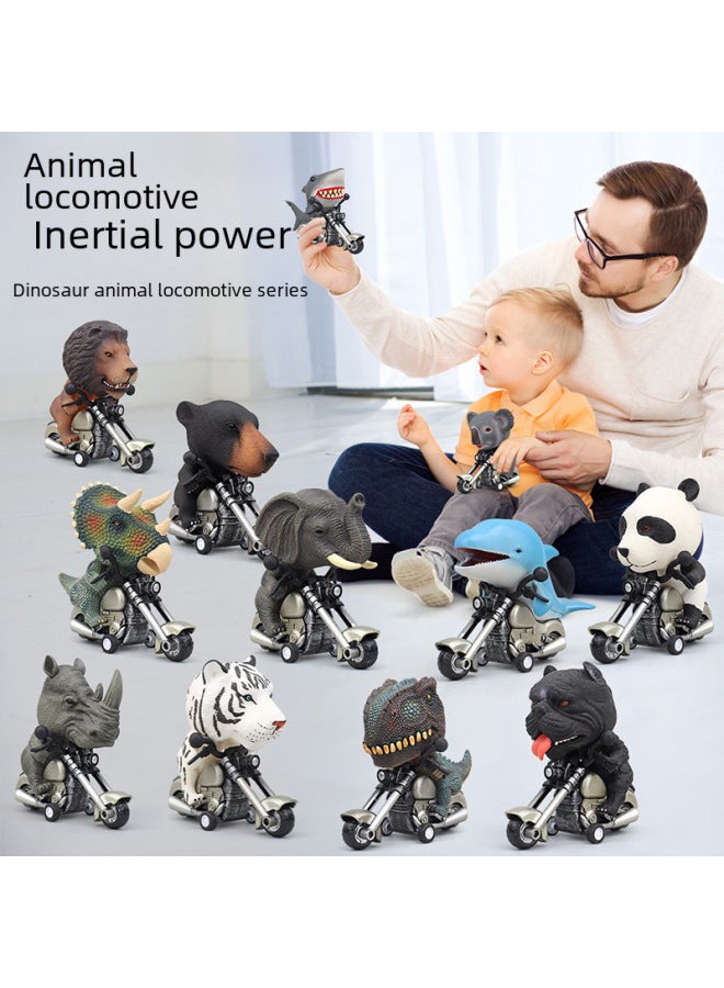 ألعاب الأطفال 19 لعبة محاكاة دراجة نارية بالقصور الذاتي مرسومة يدويًا على شكل ديناصور حيواني لدراجة نارية - اللون: صندوق نافذة إنجليزي للكلاب (دراجة نارية) - Image 5