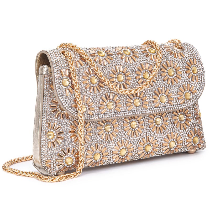 BBTT.ful Shoulder Bags Crossbody Bag Purses Handbags Crystals Rhinestone Evening Bag for Women Clutch Purse with Chain (champagne) - Image 1