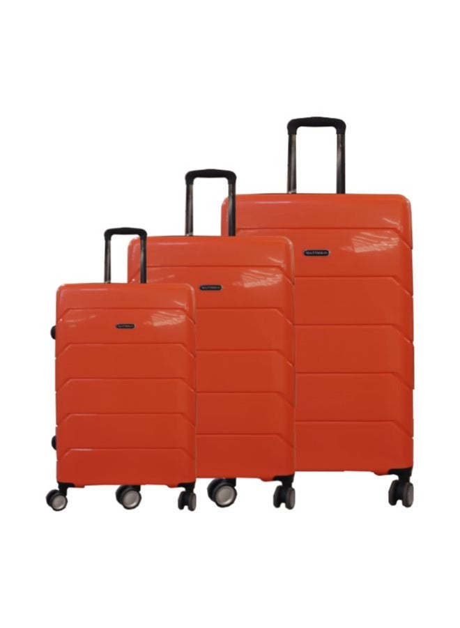 Gai mattiolo Gai Mattiolo 4-Wheeled Trolley Bag, PP Material, Italian Design, Lightweight and Durable Travel Suitcase, Set of 3, Orange - Image 1
