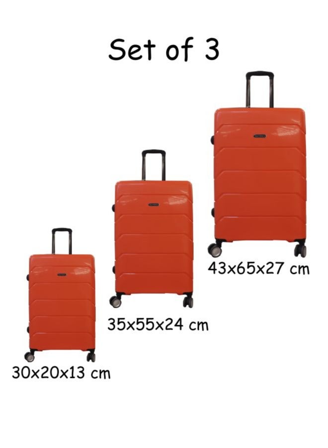 Gai mattiolo Gai Mattiolo 4-Wheeled Trolley Bag, PP Material, Italian Design, Lightweight and Durable Travel Suitcase, Set of 3, Orange - Image 2