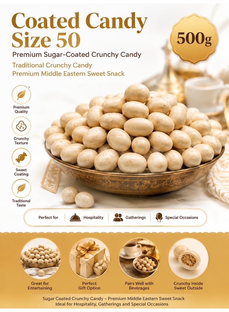 Palestinian Coated Candy Size 50 – Premium Sugar-Coated Crunchy Candy Size 50 – Traditional Crunchy Candy – Premium Middle Eastern Sweet Snack – 500gSugar Coated Crunchy Candy – Premium Middle Eastern Sweet Snack – Ideal for Hospitality, Gatherings and Special Occasions – 500g - Image 2