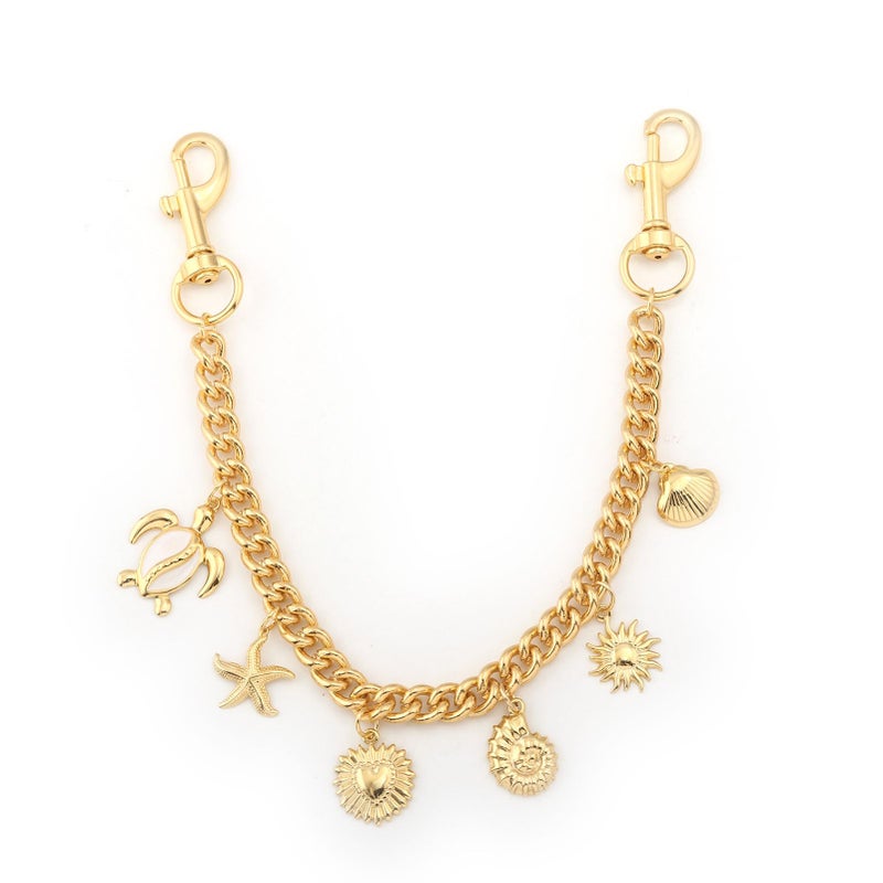 SORGERLY Beach Bag Purse Charm Chain - Gold Seashell Starfish Turtle Conch Key Chain Accessories - Cute Summer Keychain Gifts for Women (Gold beach charm) - Image 1