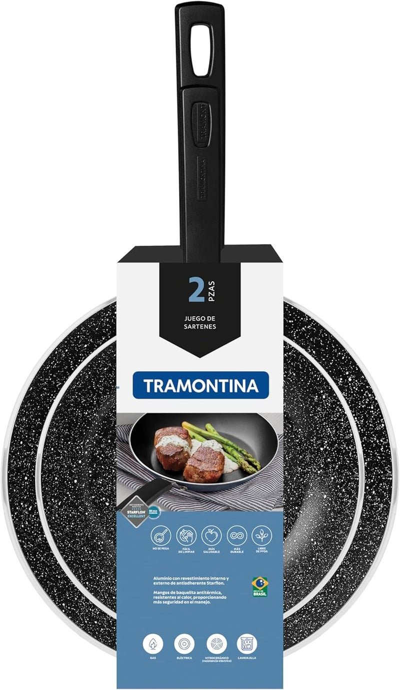 Tramontina Sicília 2-Piece Aluminum Frying Pan Set with Starflon Excellent Nonstick Coating - Image 1