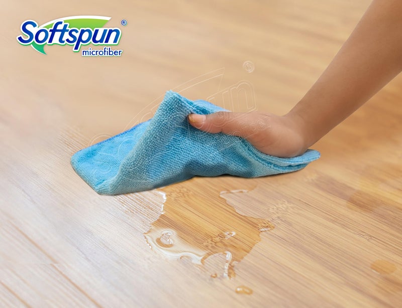 SOFTSPUN Microfiber Cleaning Cloths, 4pcs 40x40cms 220 GSM Sky Blue! Highly Absorbent, Lint and Streak Free, Multi -Purpose Wash Cloth for Kitchen, Car, Window, Stainless Steel, Silverware.… - Image 5