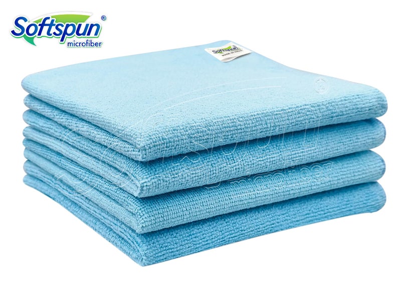 SOFTSPUN Microfiber Cleaning Cloths, 4pcs 40x40cms 220 GSM Sky Blue! Highly Absorbent, Lint and Streak Free, Multi -Purpose Wash Cloth for Kitchen, Car, Window, Stainless Steel, Silverware.… - Image 2