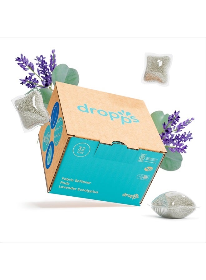 Dropps Fabric Softener Pods: Lavender Eucalyptus | 32 Count | HE Compatible + All Washers | Cold Wash + All Temperatures | Softness + Freshness | Low Waste Packaging - Image 1