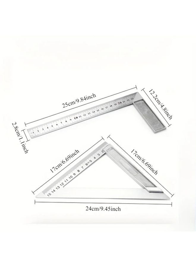 2pcs Stainless Steel Angle Square Ruler Set with Aluminum Handle for Woodworking Carpentry Metalworking - Image 4