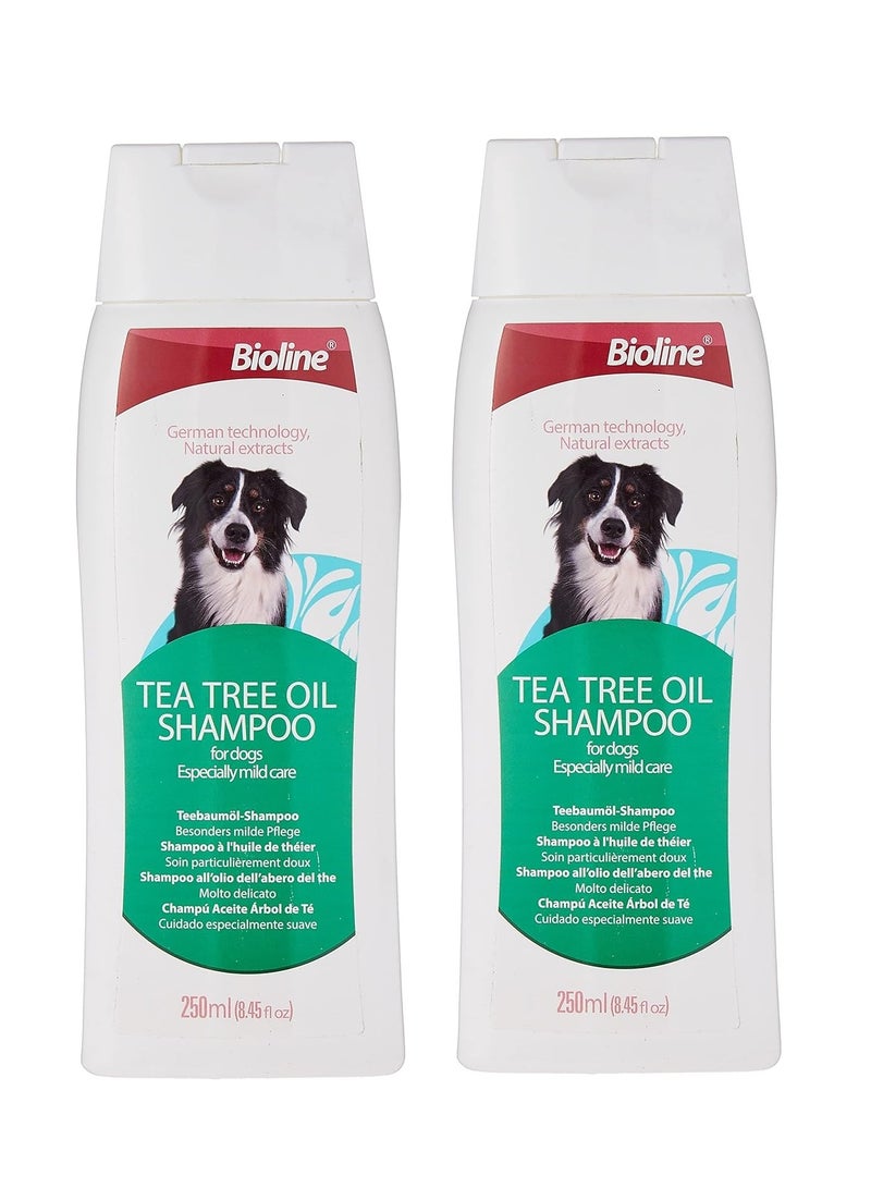 Bioline Tea Tree Oil Dog Shampoo For Dogs Mild Care 2X250ml - Image 1
