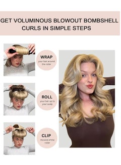 General Heatless Hair Curlers for Long Hair Overnight Wavy Hair Curlers Blowout Rods Heatless Curls Curling Headband No Heat Hair Rollers for Long Hair Volume Blow Out Women Hair Waver Tool Khaki  - Image 2