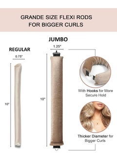 General Heatless Hair Curlers for Long Hair Overnight Wavy Hair Curlers Blowout Rods Heatless Curls Curling Headband No Heat Hair Rollers for Long Hair Volume Blow Out Women Hair Waver Tool Khaki  - Image 3